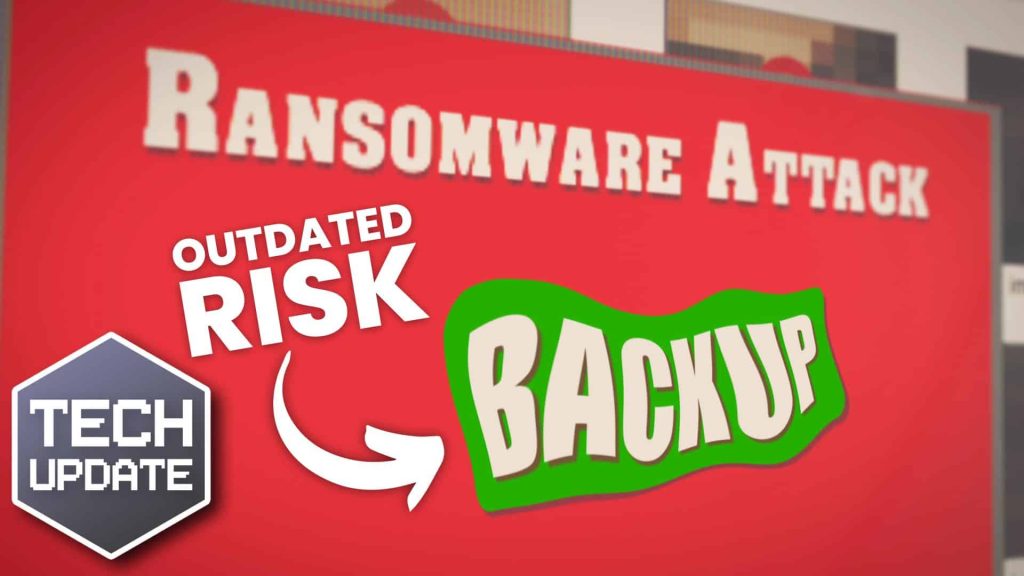 Text on red background reading ransomware attack
